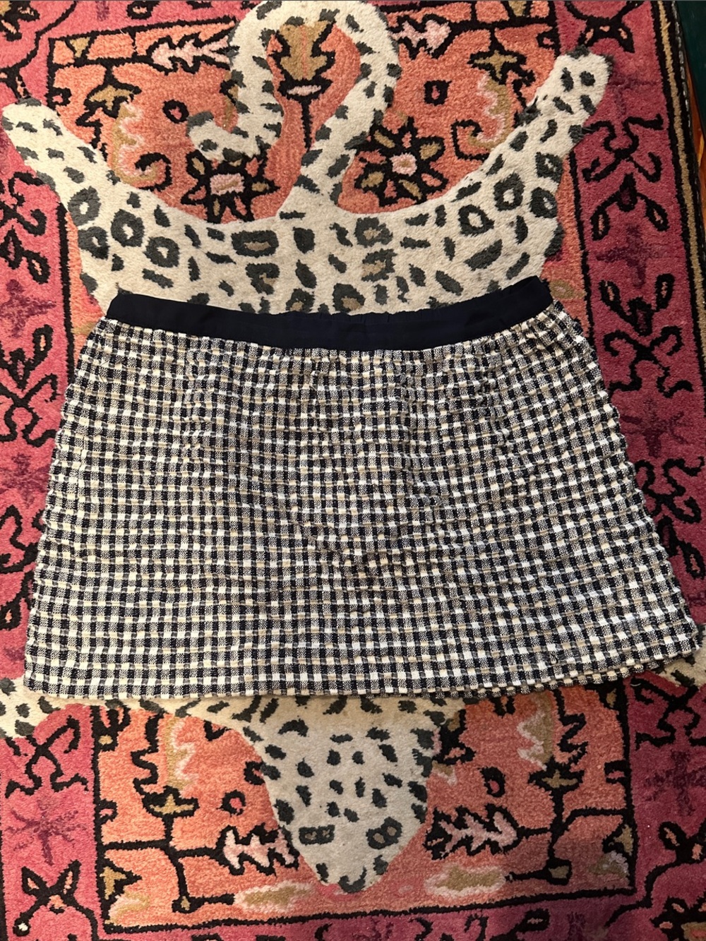 Roseanna Black and White Check Tweed Mini Skirt